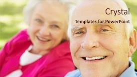  Presentation with senior adults - Slide deck featuring healthy eyes - senior couple outdoors background and a  colored foreground