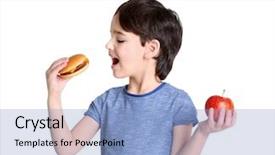  Presentation with fast food healthy - Audience pleasing slide deck consisting of healthy fast food - cute little boy with apple backdrop and a light blue colored foreground