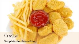 Presentation with fast food healthy - Cool new slide set with healthy fast food - fried chicken nuggets with french backdrop and a yellow colored foreground
