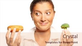  Presentation with fast food healthy - Audience pleasing slides consisting of healthy fast food - picture of young woman backdrop and a lemonade colored foreground