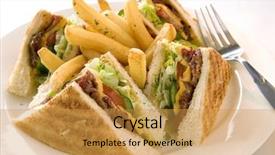  Presentation with french revolution - Audience pleasing PPT theme consisting of healthy fast food - toasted sandwich served with french backdrop and a gold colored foreground