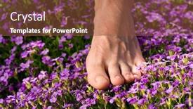  Presentation with feet - Beautiful presentation design featuring healthy-feet-series-male-foot backdrop and a tawny brown colored foreground