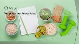  Presentation with weigh loss - Presentation featuring healthy-food-and-weigh-loss background and a soft green colored foreground