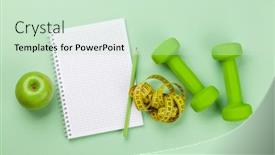  Presentation with weigh loss - Cool new slide deck with healthy-food-and-weigh-loss backdrop and a soft green colored foreground