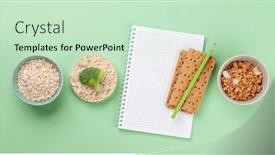  Presentation with weigh loss - Colorful PPT theme enhanced with healthy-food-and-weigh-loss backdrop and a soft green colored foreground