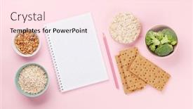  Presentation with weigh loss - PPT theme featuring healthy-food-and-weigh-loss background and a pink colored foreground