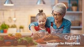  Presentation with healthy food - Colorful theme enhanced with healthy-food-at-home-happy backdrop and a coral colored foreground