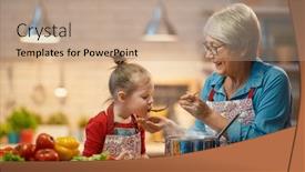  Presentation with healthy food - Audience pleasing PPT theme consisting of healthy-food-at-home-happy backdrop and a coral colored foreground