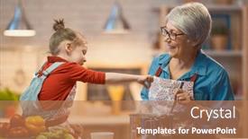  Presentation with grandma - Slide set consisting of healthy-food-at-home-happy background and a coral colored foreground