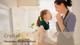  Presentation with healthy food - PPT layouts consisting of healthy-food-at-home-happy background and a soft green colored foreground