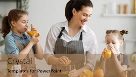  Presentation with healthy food - Audience pleasing PPT layouts consisting of healthy-food-at-home-happy backdrop and a coral colored foreground