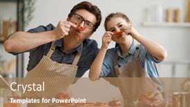  Presentation with healthy food - Audience pleasing PPT theme consisting of healthy-food-at-home-happy backdrop and a coral colored foreground