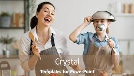  Presentation with healthy food - Audience pleasing slide set consisting of healthy-food-at-home-happy backdrop and a coral colored foreground