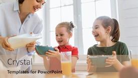  Presentation with healthy breakfast - Presentation theme enhanced with healthy-food-at-home-happy background and a coral colored foreground