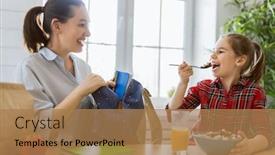  Presentation with school family - Cool new slide deck with healthy-food-at-home-happy backdrop and a coral colored foreground