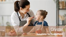  Presentation with healthy food - Presentation design consisting of healthy-food-at-home-happy background and a coral colored foreground