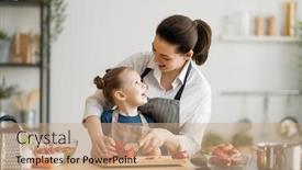  Presentation with healthy food - PPT theme featuring healthy-food-at-home-happy background and a coral colored foreground