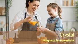  Presentation with healthy juice - Colorful presentation theme enhanced with healthy-food-at-home-happy backdrop and a coral colored foreground