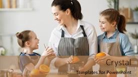  Presentation with orange juice - Colorful presentation design enhanced with healthy-food-at-home-happy backdrop and a coral colored foreground