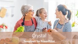  Presentation with grandma - Amazing PPT theme having healthy-food-at-home-happy backdrop and a coral colored foreground