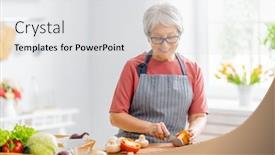  Presentation with healthy food - Audience pleasing presentation design consisting of healthy-food-at-home-happy backdrop and a light gray colored foreground