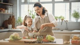  Presentation with healthy food - PPT layouts consisting of healthy-food-at-home-happy and a coral colored foreground