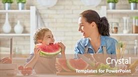  Presentation with healthy food - Slide deck featuring healthy food at home happy background and a coral colored foreground