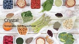  Presentation with white healthy food - Presentation theme having healthy food called super foods background and a mint green colored foreground