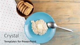  Presentation with blue food - Beautiful presentation theme featuring healthy-food-classic-porridge backdrop and a light blue colored foreground