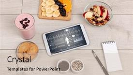  Presentation with food body - Theme enhanced with healthy food composition with tablet background and a soft green colored foreground