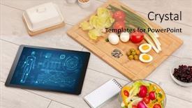  Presentation with food body - Presentation enhanced with healthy food composition with tablet background and a coral colored foreground