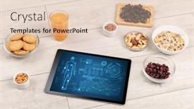  Presentation with food body - Audience pleasing presentation design consisting of healthy-food-composition-with-tablet backdrop and a lemonade colored foreground