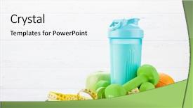  Presentation with healthy drink - Colorful PPT theme enhanced with healthy food concept dumbbell backdrop and a white colored foreground