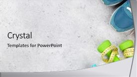  Presentation with healthy drink - Slides consisting of healthy food concept dumbbell background and a light gray colored foreground