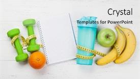  Presentation with healthy drink - Slide set having healthy food concept dumbbell background and a white colored foreground