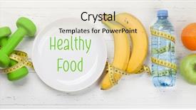  Presentation with healthy drink - PPT theme enhanced with healthy food concept dumbbell background and a lemonade colored foreground