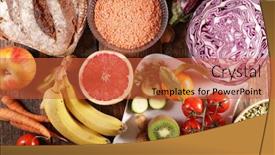 Presentation with healthy food - Slides with healthy-food-concept-with-fruit background and a red colored foreground