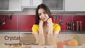  Presentation with cupcakes - Presentation design with journalism writing having - healthy food concept woman sitting background and a coral colored foreground