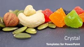  Presentation with candied fruit - Slide deck having healthy-food-dried-fruits-nuts background and a gray colored foreground