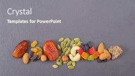  Presentation with dried fruits seeds nuts - Presentation enhanced with healthy-food-dried-fruits-nuts background and a gray colored foreground