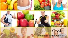  Presentation with weight loss - Theme consisting of healthy foods exercise - fitness people weight loss background and a coral colored foreground