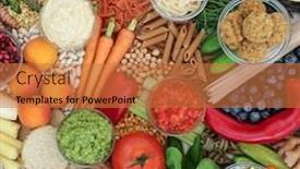 Presentation with healthy food - Audience pleasing PPT theme consisting of healthy-food-for-vegans backdrop and a coral colored foreground