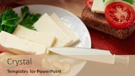  Presentation with feta cheese - PPT theme having healthy-food-fresh-bread background and a lemonade colored foreground