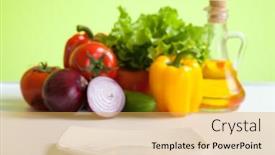  Presentation with white healthy food - Beautiful PPT theme featuring healthy food fresh vegetables still life and focused white plate in front backdrop and a yellow colored foreground