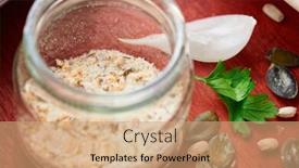  Presentation with salt food - Beautiful slide set featuring healthy-food-fresh-vegetables backdrop and a coral colored foreground