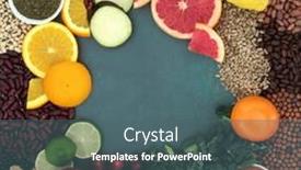  Presentation with proteins - Presentation theme featuring healthy-food-high-in-flavonoids background and a ocean colored foreground