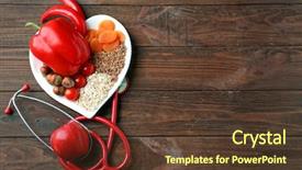  Presentation with nutrition for a healthy heart - PPT layouts featuring healthy food in heart shaped background and a tawny brown colored foreground