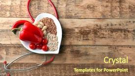  Presentation with burn - PPT layouts enhanced with preventing burn - healthy food in heart shaped background and a tawny brown colored foreground