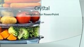  Presentation with steam - Beautiful PPT layouts featuring healthy food in steamer steam cooker with various vegetables backdrop and a cool aqua colored foreground
