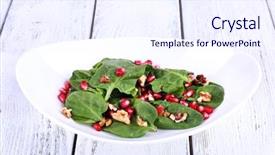  Presentation with spices - Presentation theme with healthy food nuts - fresh salad with greens garnet background and a sky blue colored foreground